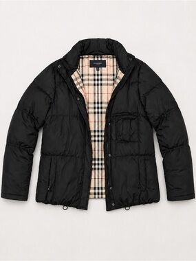 Burberry London | Heritage Nova Check Down Filled Black Puffer Jacket Size XL